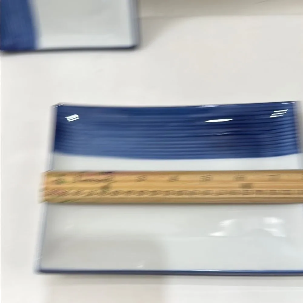 Pier 1 Elegant Blue White Sushi Dinnerware Collection 8 X 5 1/2 Japan Rectangle